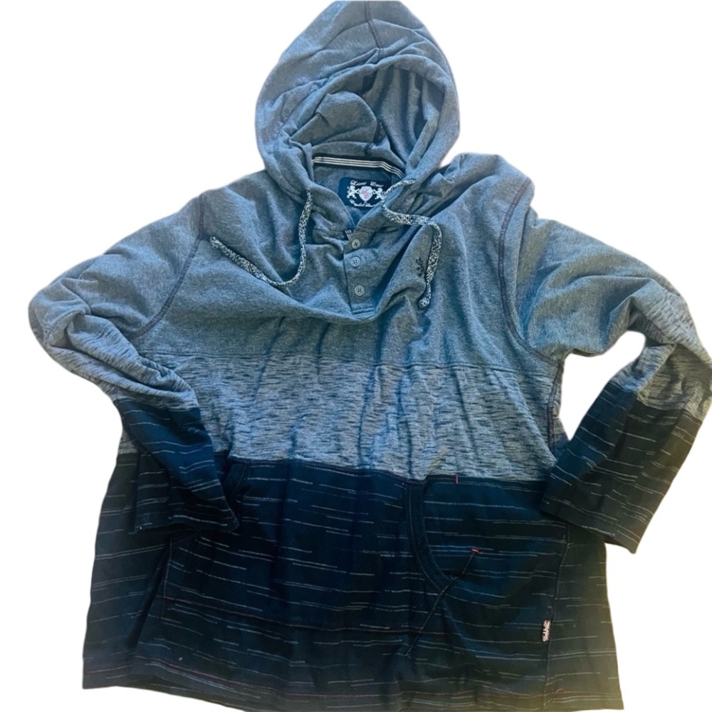 Men’s blue Black Colorblock Hooded Pullover Sweatshirt XL - Picture 4 of 6